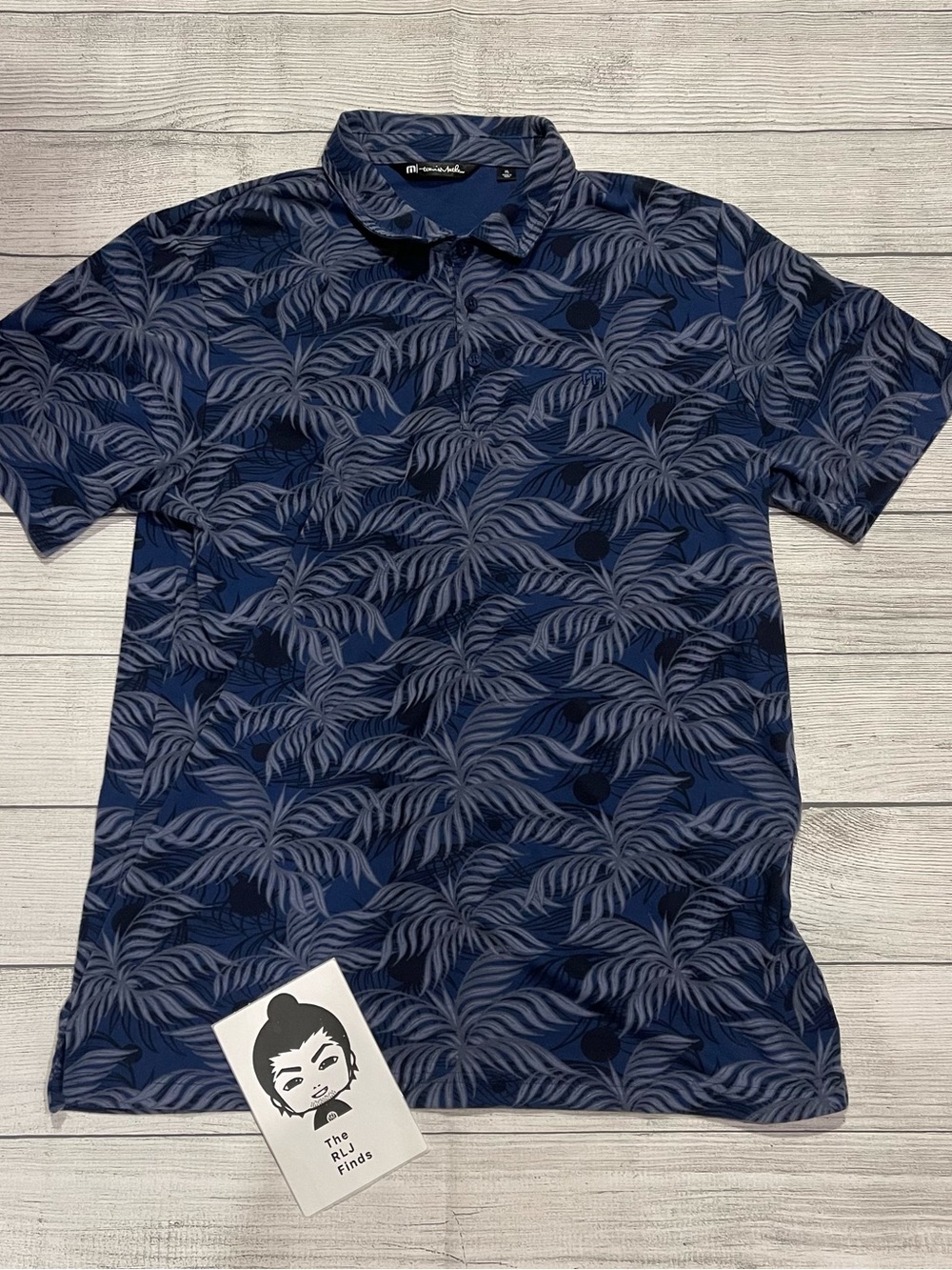 TravisMathew Mountain Down Tropical Palm Print Golf Polo Blue Performance XL - Picture 1 of 6